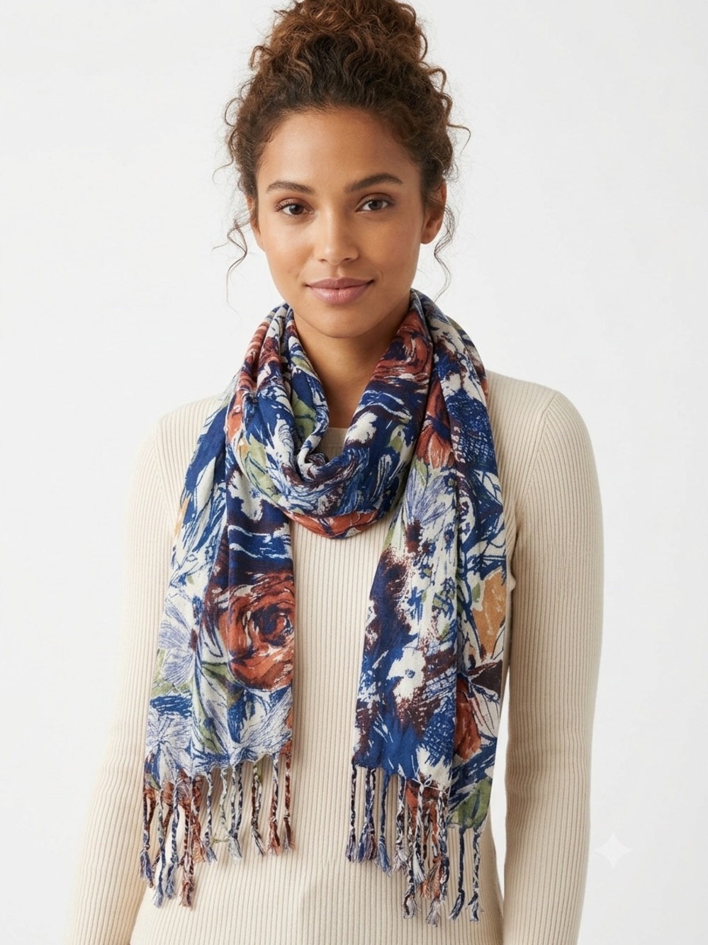 Floral Fringe Scarf